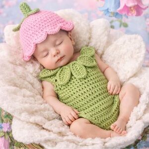 Crocheted flower bag costume 3-6 months
